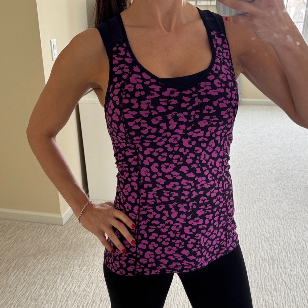 Lululemon barre none Cheetah Print bra Top tank top